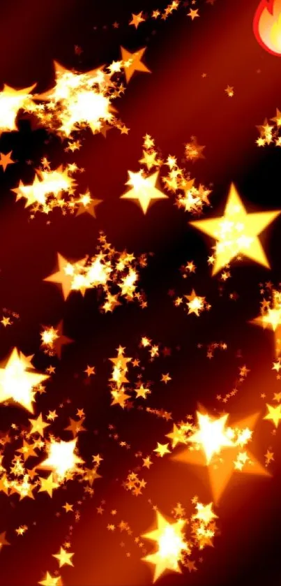 Glowing fiery stars on a warm, magical background.
