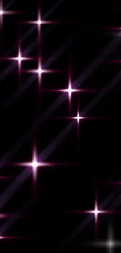 Mobile wallpaper with glowing stars on a dark background.