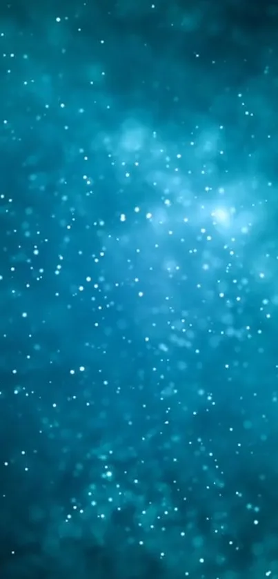 Teal galaxy wallpaper with glowing stars.