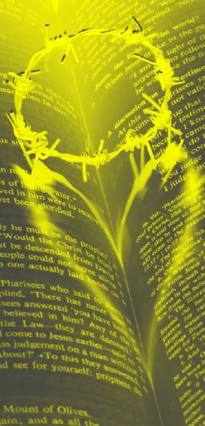 Mobile wallpaper with glowing text on a book.