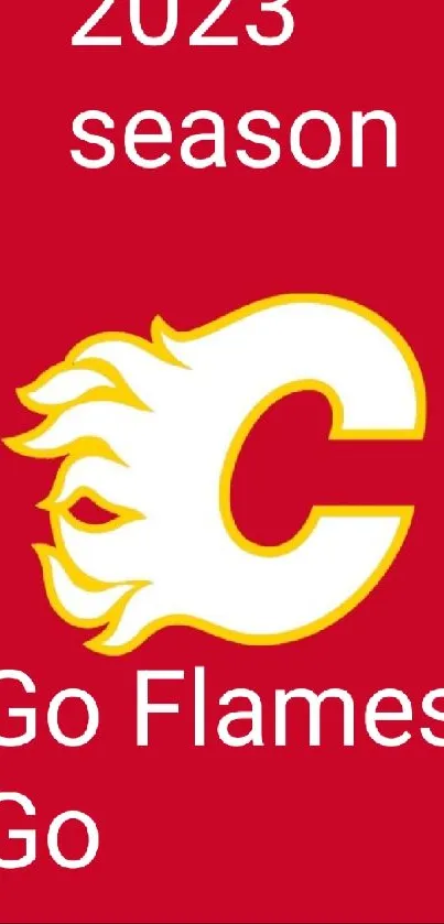 Flames 2023 season mobile wallpaper with red background and logo.