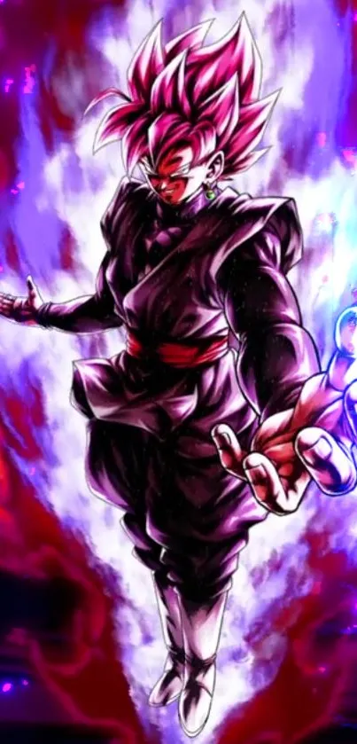 Goku Black unleashes powerful energy in vibrant anime wallpaper.