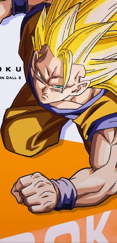 Colorful Goku in action from Dragon Ball Z on a vibrant mobile wallpaper.