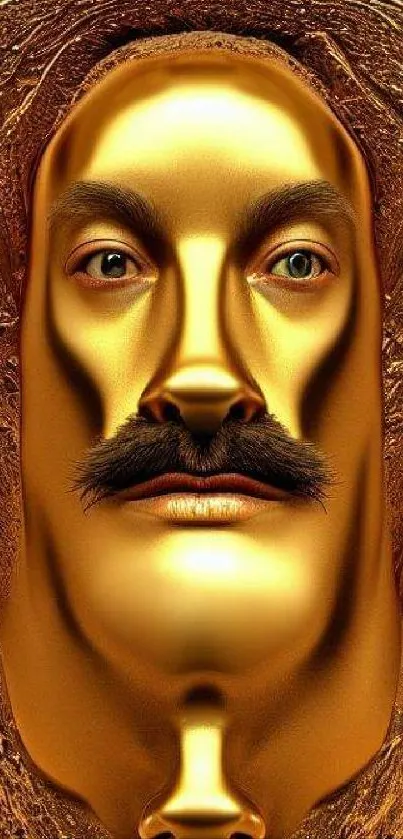 Surreal gold face art wallpaper for phones