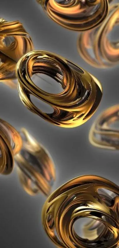 Abstract gold metallic swirl mobile wallpaper.