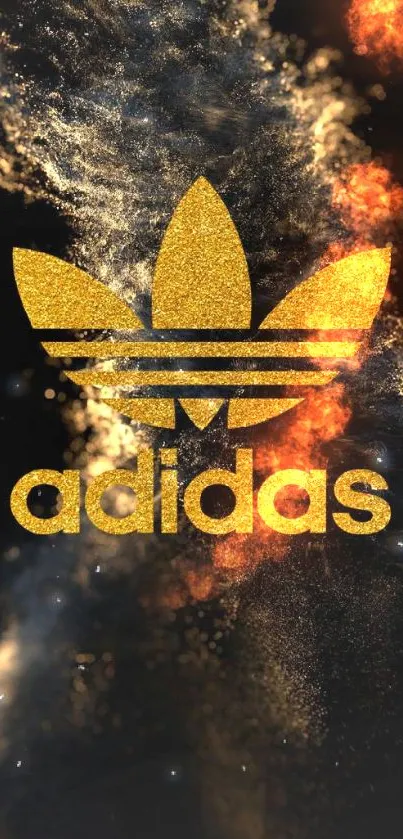 Gold Adidas logo on dark background wallpaper.