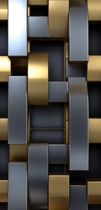 Phone wallpaper with gold and silver geometric pattern.