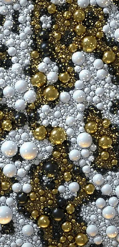 Gold, black, and white bubble wallpaper for phones.