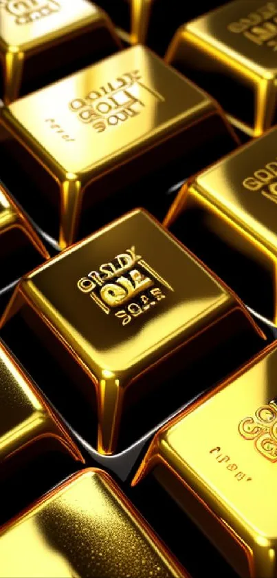 Luxurious mobile wallpaper showing shining gold bars.