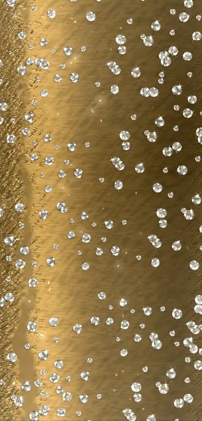 Luxurious gold wallpaper with shimmering bubbles for mobile screens.