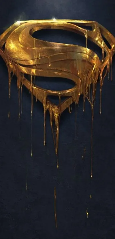 Gold emblem melting on dark background wallpaper.