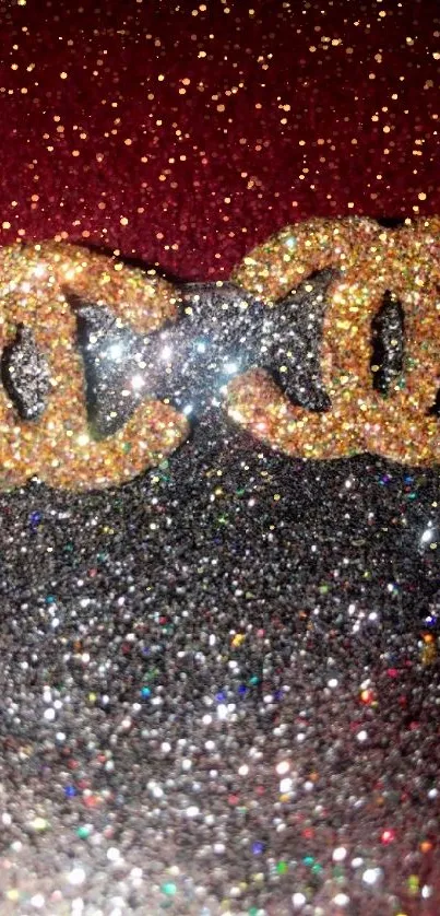 Gold Chanel logo on glittery background wallpaper.