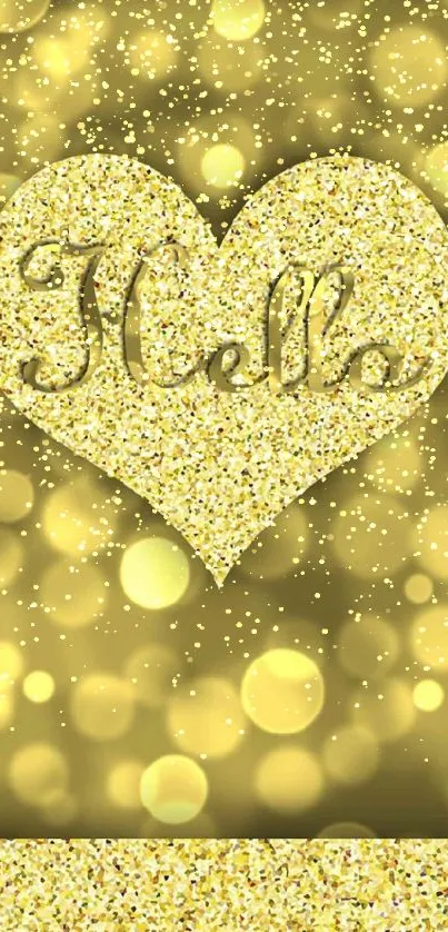 Gold glitter heart with bokeh effect wallpaper.