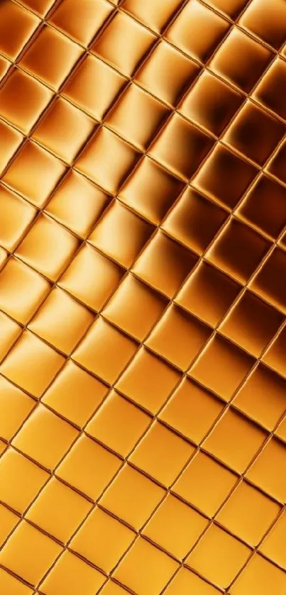 Luxurious gold grid pattern on a mobile wallpaper.