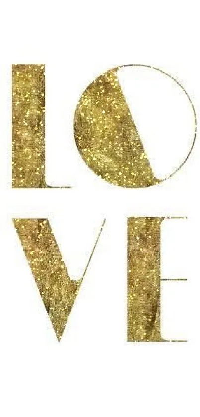 Gold textured 'LOVE' text on white wallpaper image.