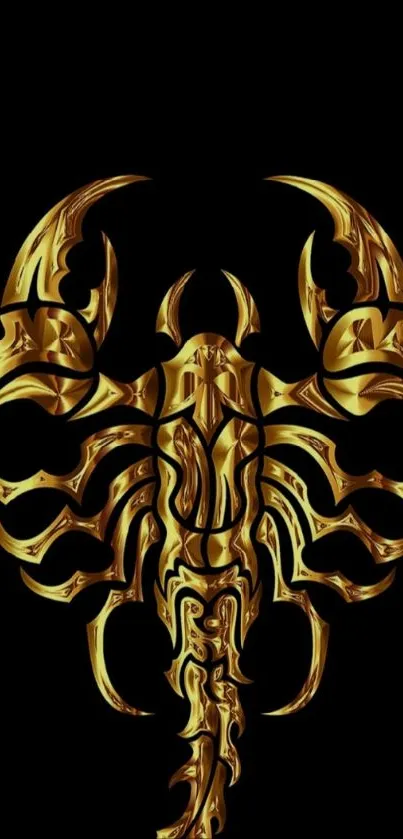 Golden scorpion art on a black background wallpaper.