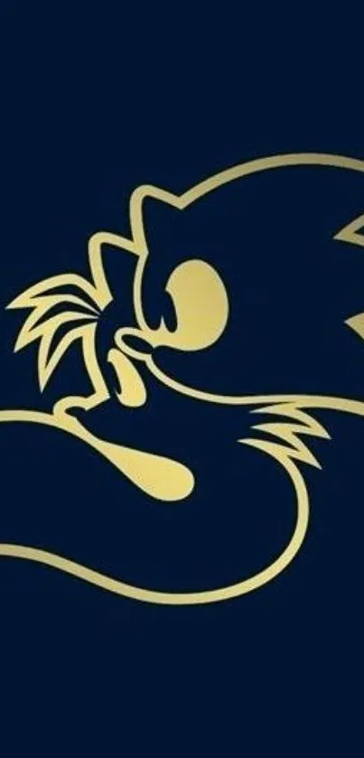 Gold silhouette of a character on a navy blue background wallpaper.