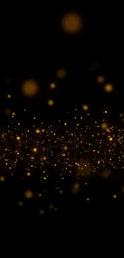 Gold sparkles on black background, elegant and luxurious wallpaper for phones.