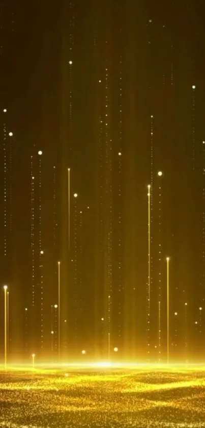 Golden abstract wallpaper with shimmering light streaks.