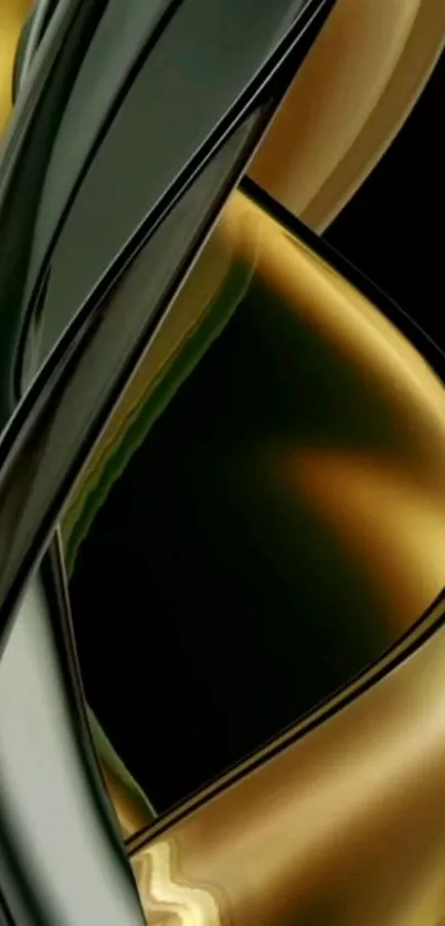 Elegant golden abstract wallpaper with metallic curves for mobile.