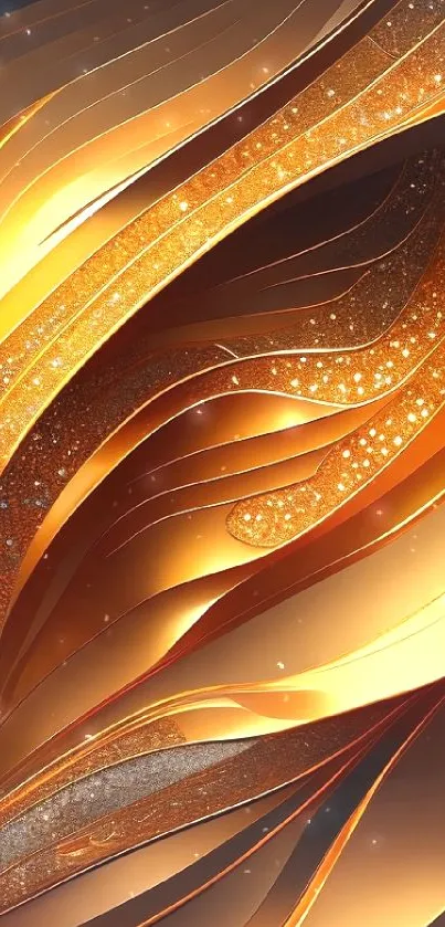 Golden abstract wallpaper with shimmering gold layers.
