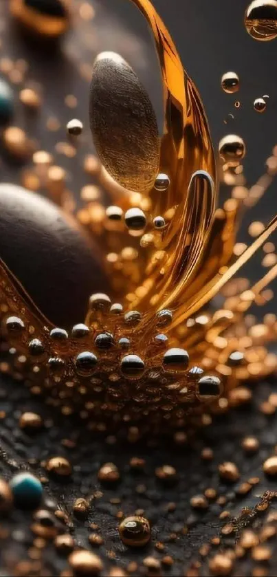 Golden abstract art with metallic textures.