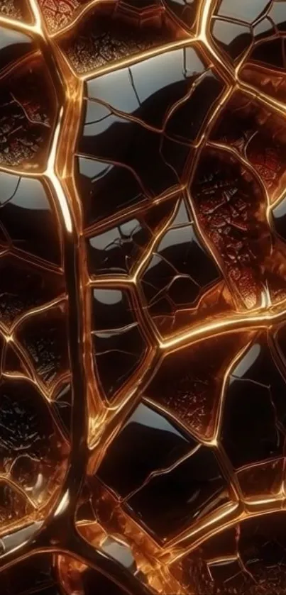 Abstract golden network design wallpaper with intricate patterns.