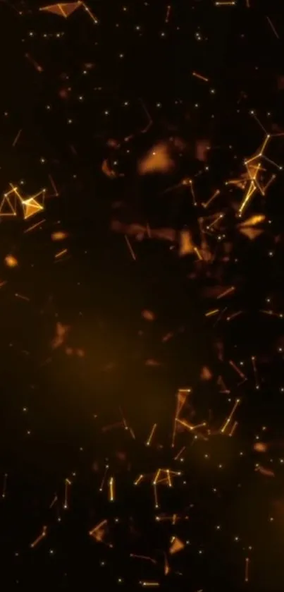 Golden abstract particle design mobile wallpaper.