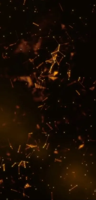 Abstract golden particles on a dark background wallpaper.