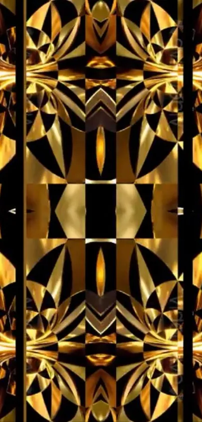 Intricate golden abstract pattern wallpaper.