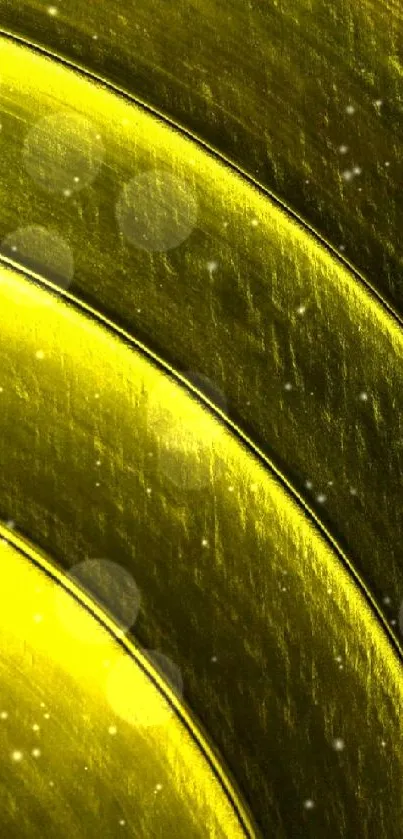 Abstract golden circular design on black background for phone wallpaper.