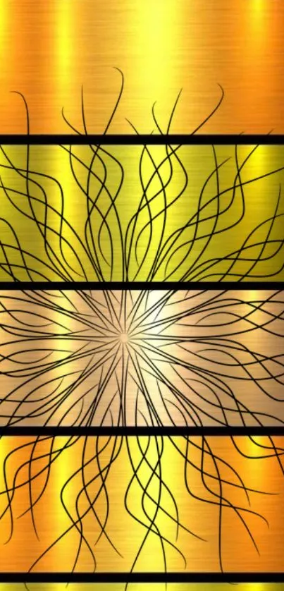 Golden abstract wallpaper with intricate patterns and vibrant design.