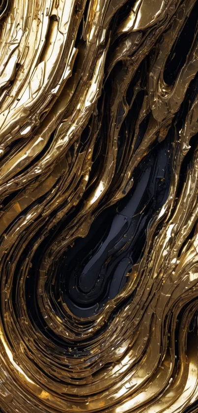 Golden abstract flow design with intricate textures.