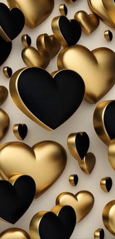 3D golden and black heart wallpaper for phones.