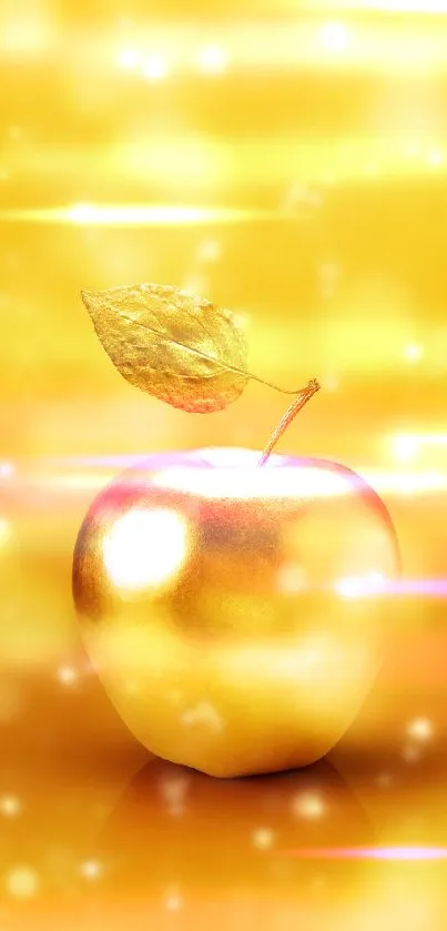 Elegant golden apple wallpaper with radiant shine.