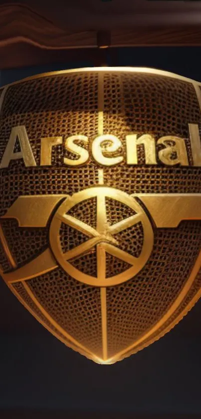 Golden Arsenal emblem shines on a sleek background.