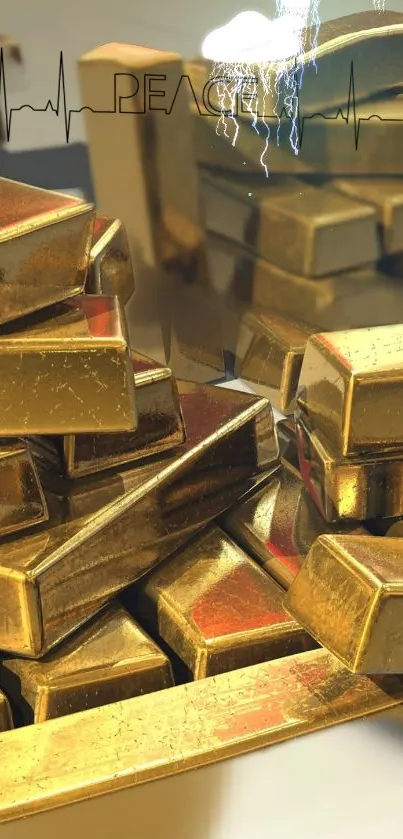 Luxurious mobile wallpaper featuring shimmering golden bars.