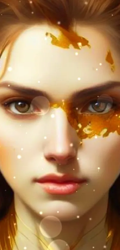 Artistic depiction of a woman with golden accents.