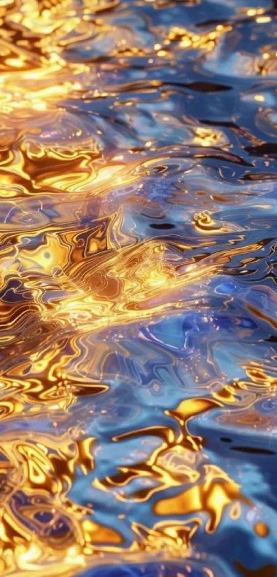 Abstract golden and blue waves pattern.