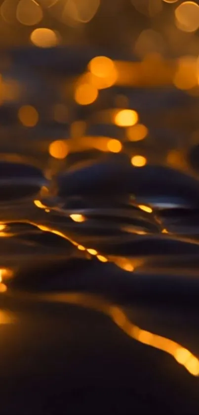 Golden bokeh wallpaper with shimmering light effects.