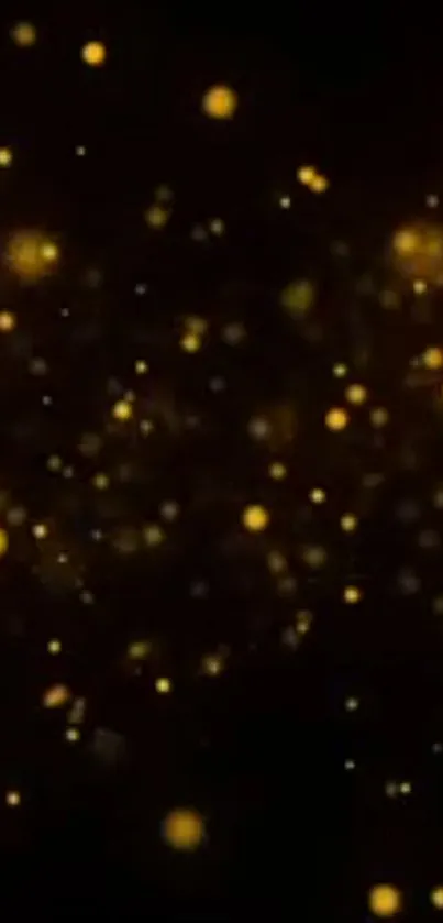 Golden bokeh lights on a dark background mobile wallpaper.