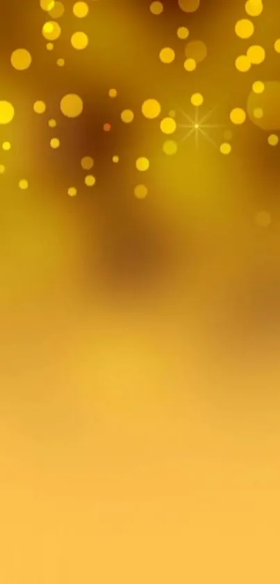 Golden bokeh wallpaper with sparkling circles and smooth gradient for mobile.