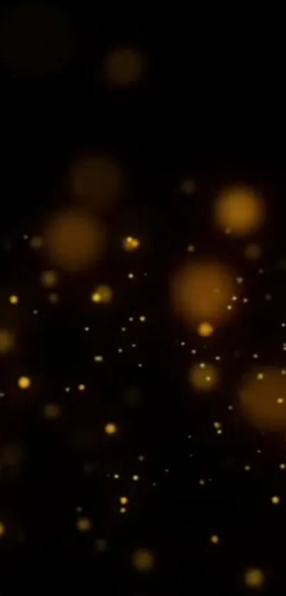 Golden bokeh lights on a dark background create an elegant mobile wallpaper.