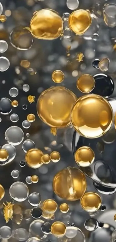 Golden bubbles floating on a dark background