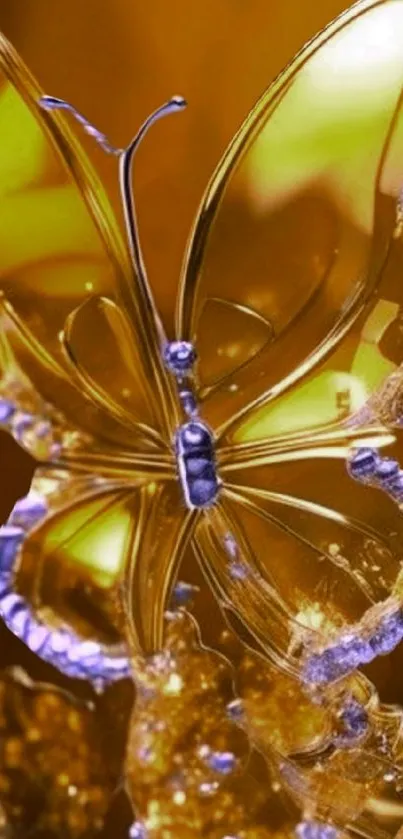 Golden butterfly art with vibrant colors
