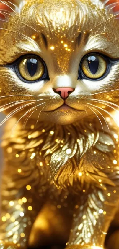 Golden fantasy cat with glittering fur