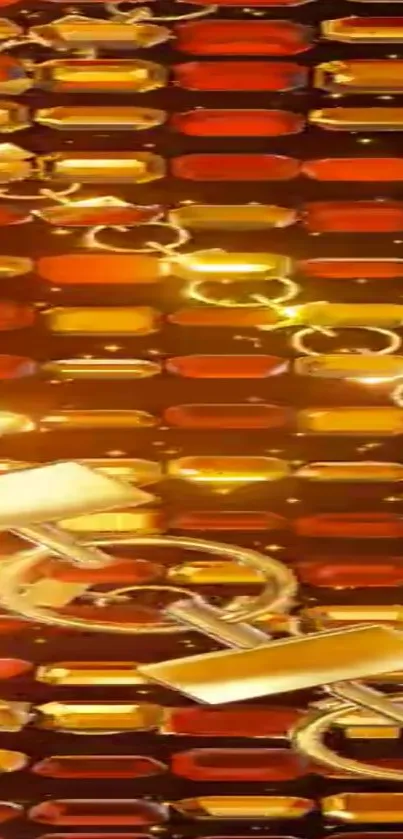 Vibrant golden chain abstract phone wallpaper.