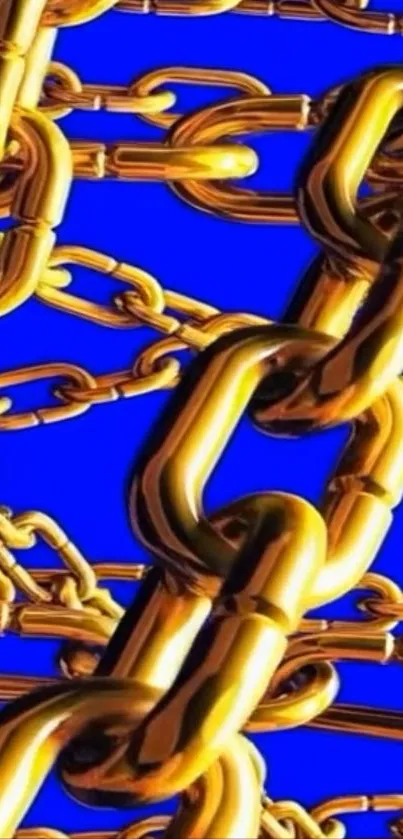 Golden chains intertwined on royal blue background