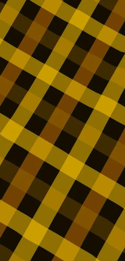 Golden checkered geometric pattern mobile wallpaper.