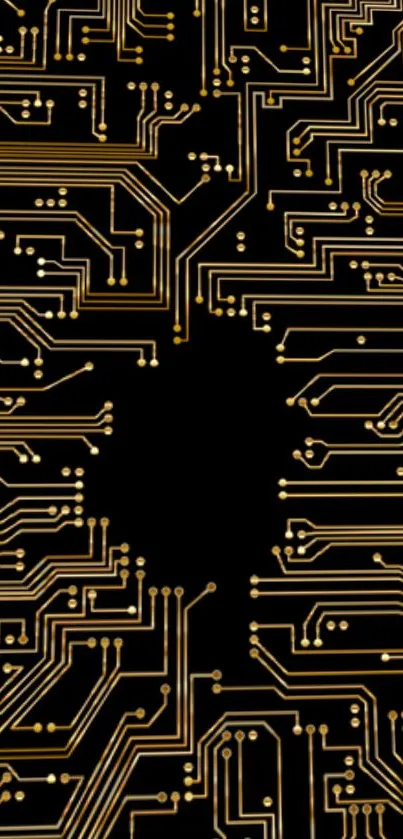 Golden circuit board wallpaper for mobile background.